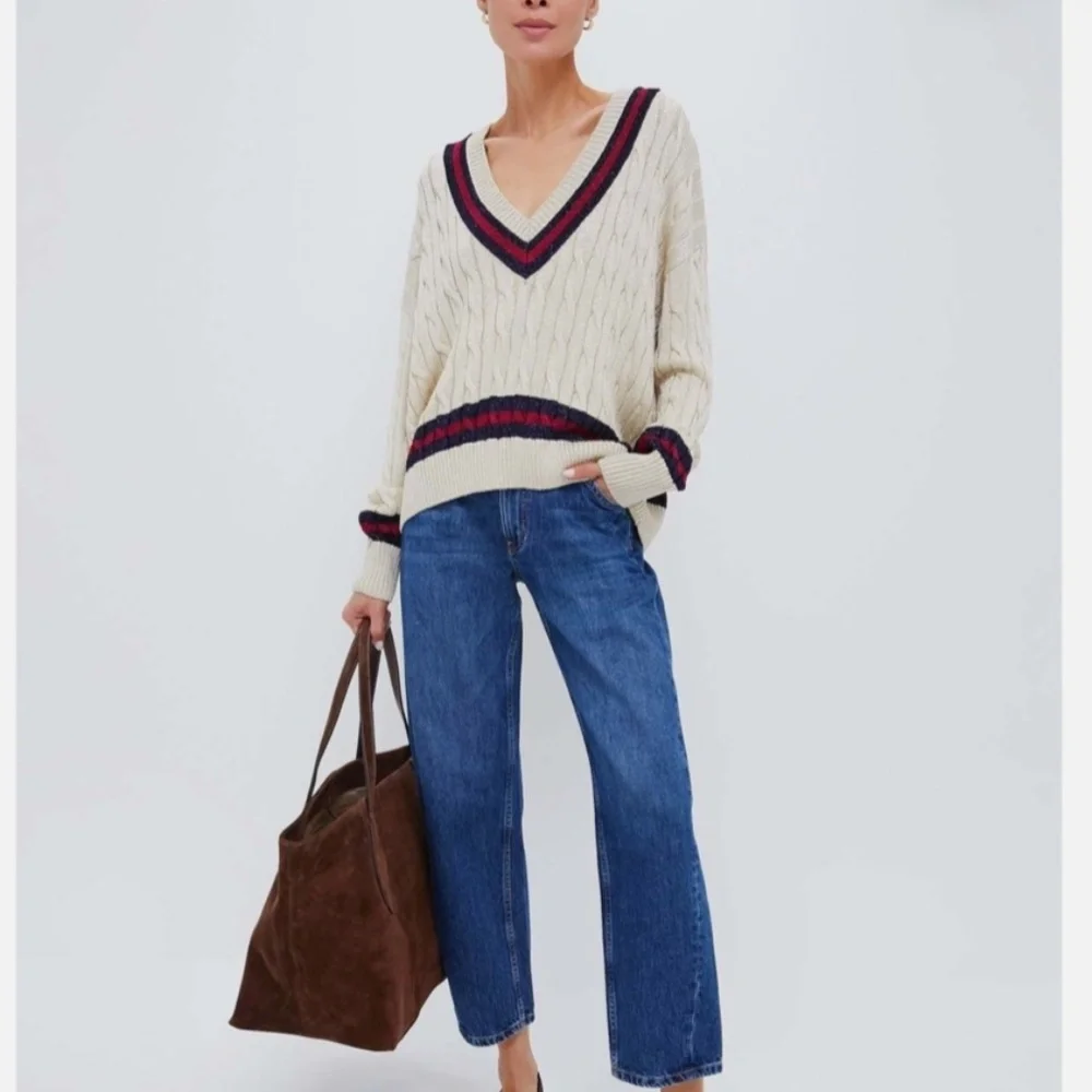 NWT TUCKERNUCK Garnet and Navy Stripe Gold Metallic Morrissey Sweater Size L - Picture 3 of 15